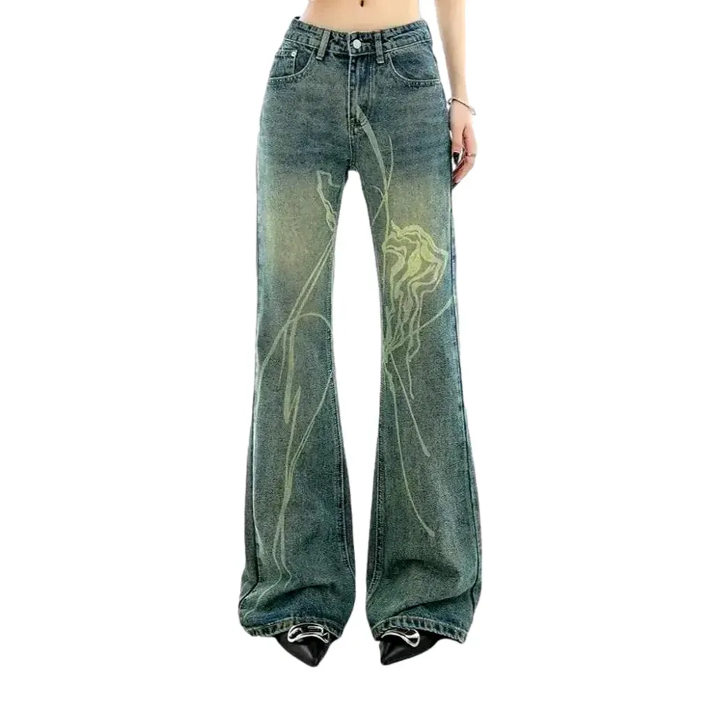 Retro flared high-rise women's jeans