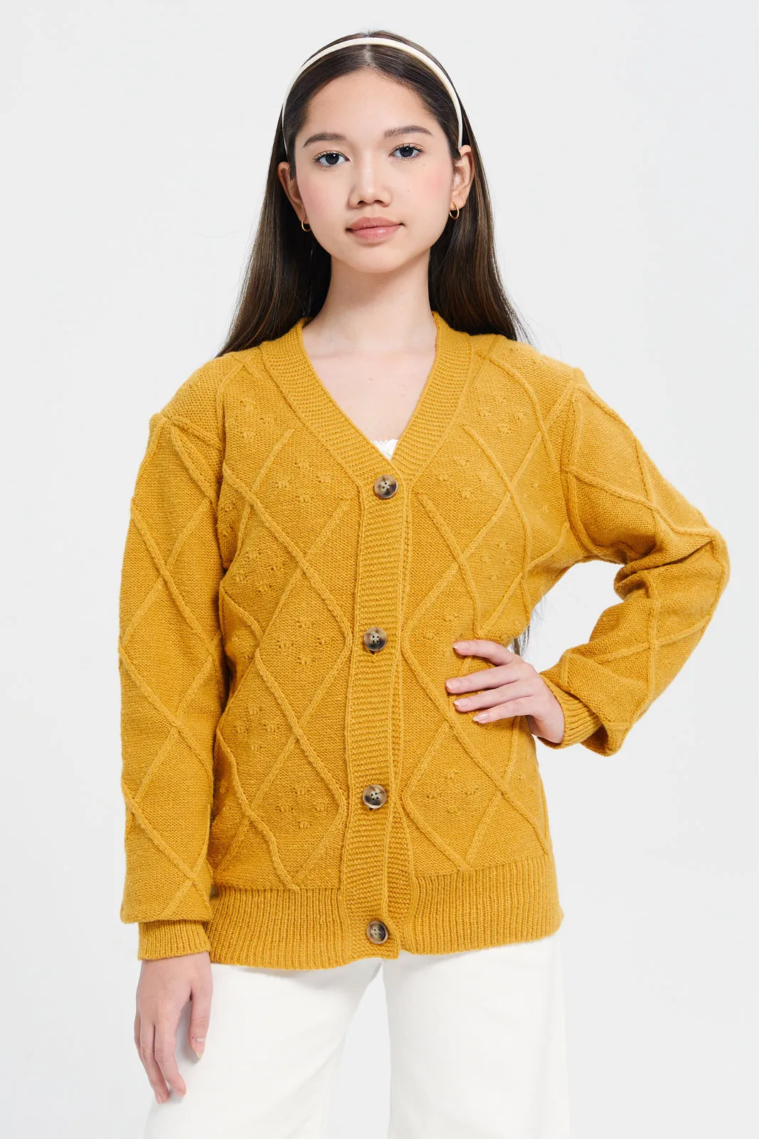 Senior Girls Mustard Cardigan