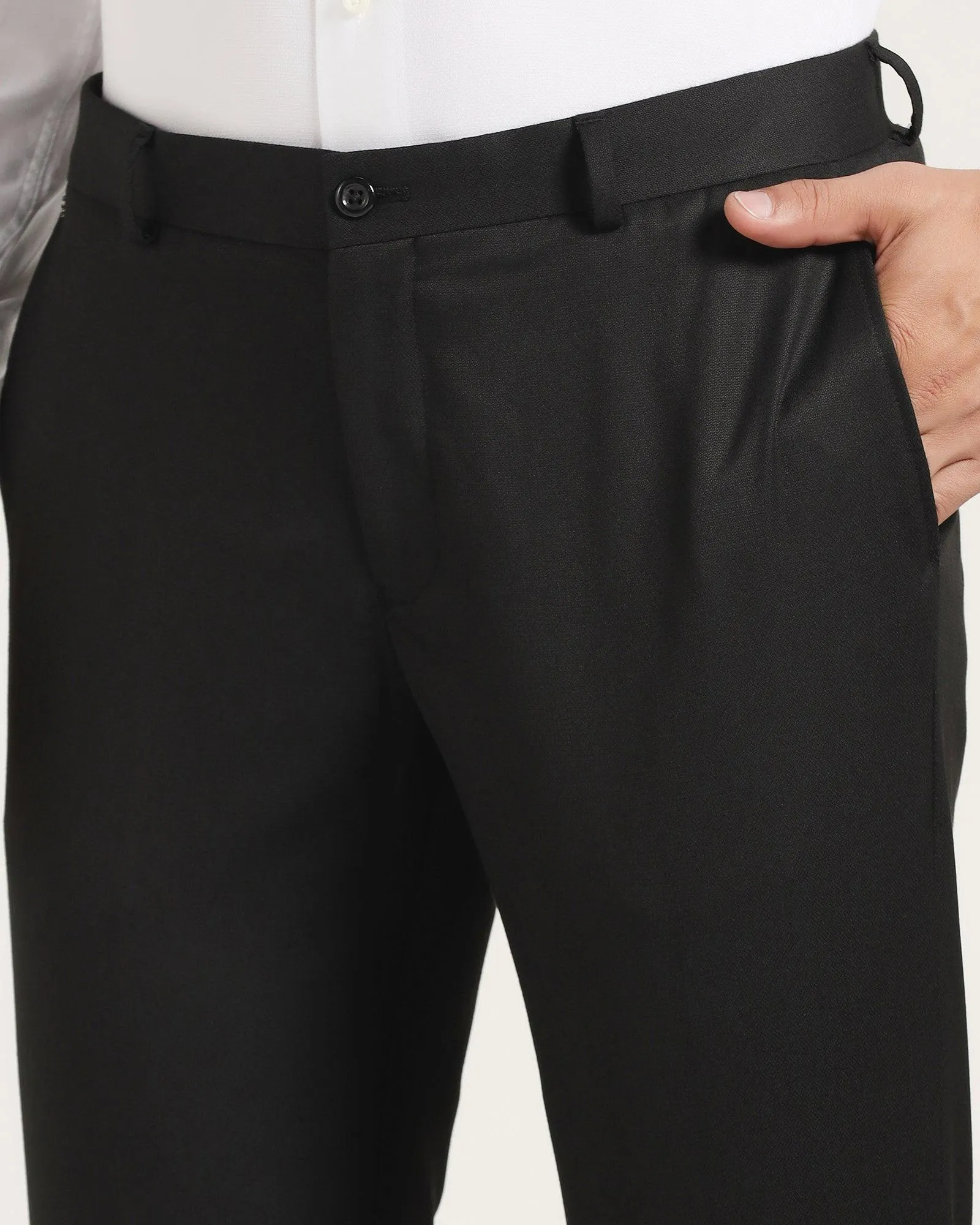 Slim Fit B-91 Formal Black Textured Trouser - Peza