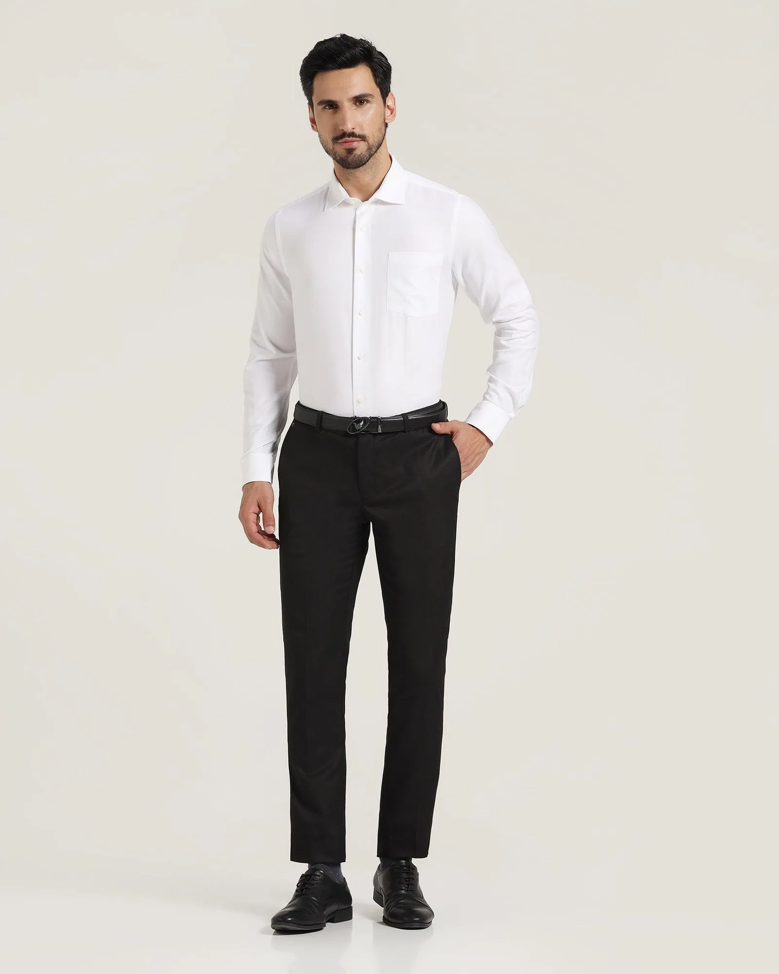 Slim Fit B-91 Formal Black Textured Trouser - Peza