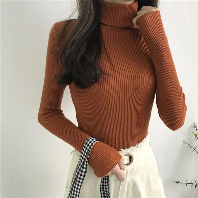 Soft and Warm Turtle Neck Long Sleeve Slim Sweaters