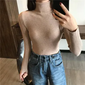 Soft and Warm Turtle Neck Long Sleeve Slim Sweaters