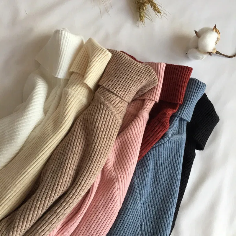 Soft and Warm Turtle Neck Long Sleeve Slim Sweaters