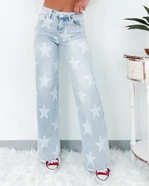 Starlet High Rise Wide Leg Jeans - Light