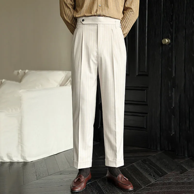 Striped High Waist Business Trousers