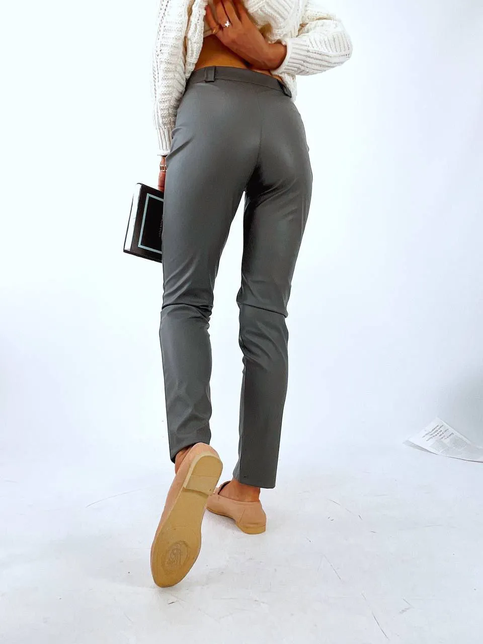 Stylish Pants Eco-Leather Graphite Pants