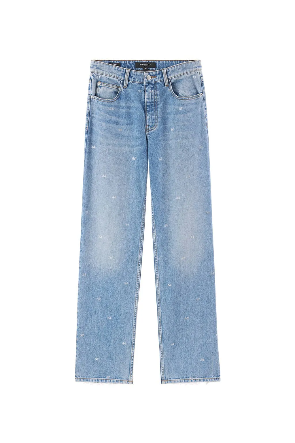 Stylish Wide-Leg Jeans With Crystal Letters