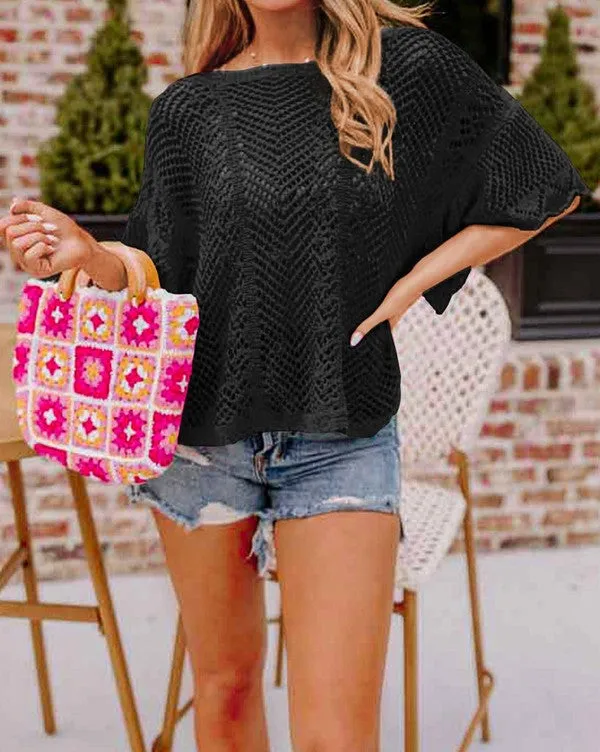 Take My Word Black Knit Top