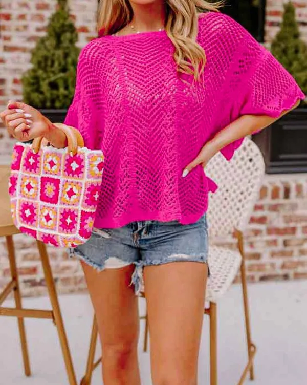 Take My Word Fuchsia Knit Top