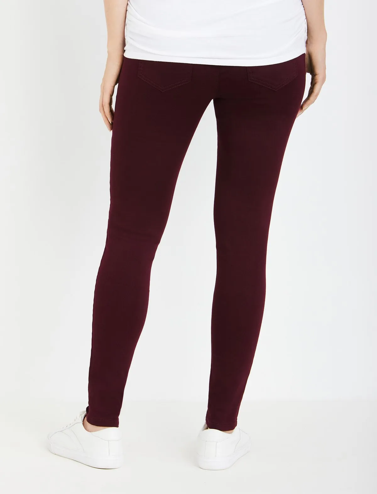 The Bella Secret Fit Belly 5-Pocket Skinny Leg Maternity Pants in Wine Tasting