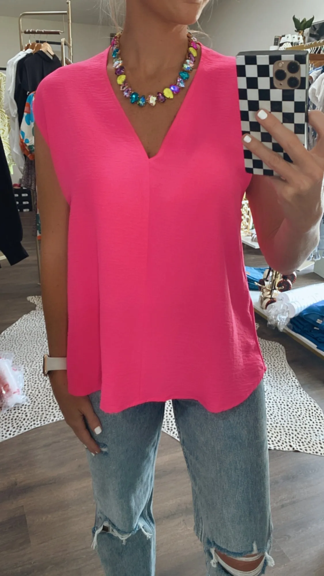 The Brooks Top in Hot Pink