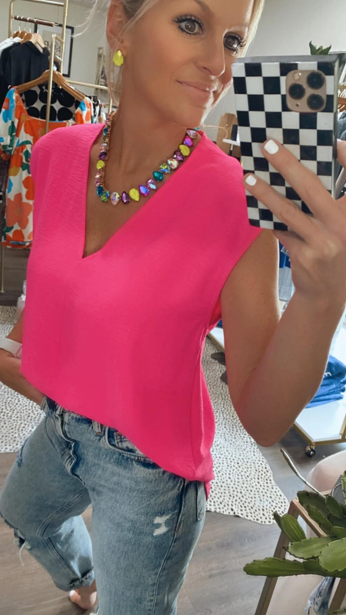 The Brooks Top in Hot Pink