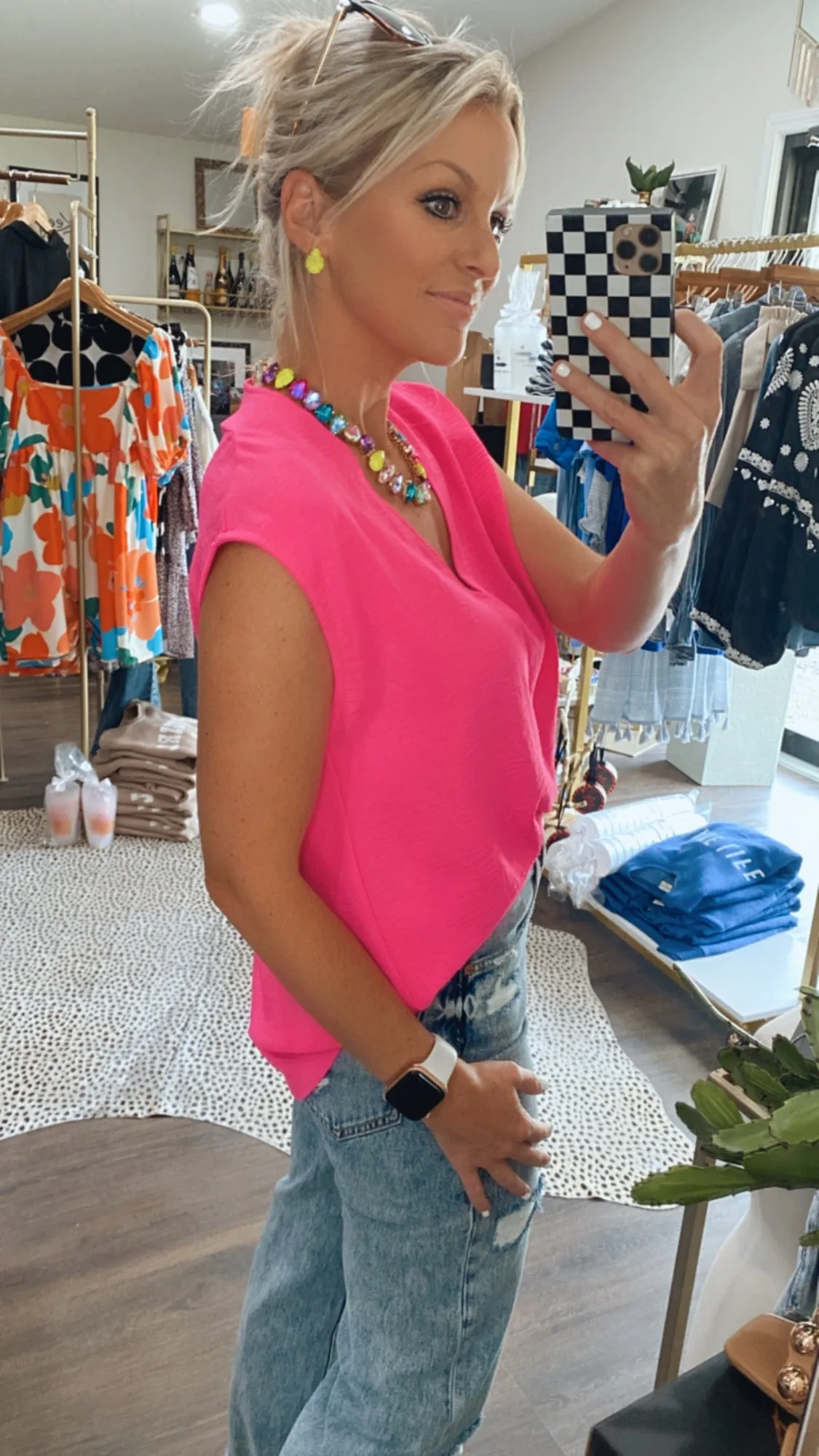 The Brooks Top in Hot Pink