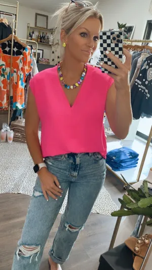 The Brooks Top in Hot Pink