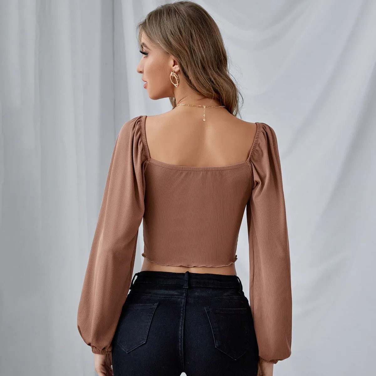 Trendy Tops Long Lantern Sleeve