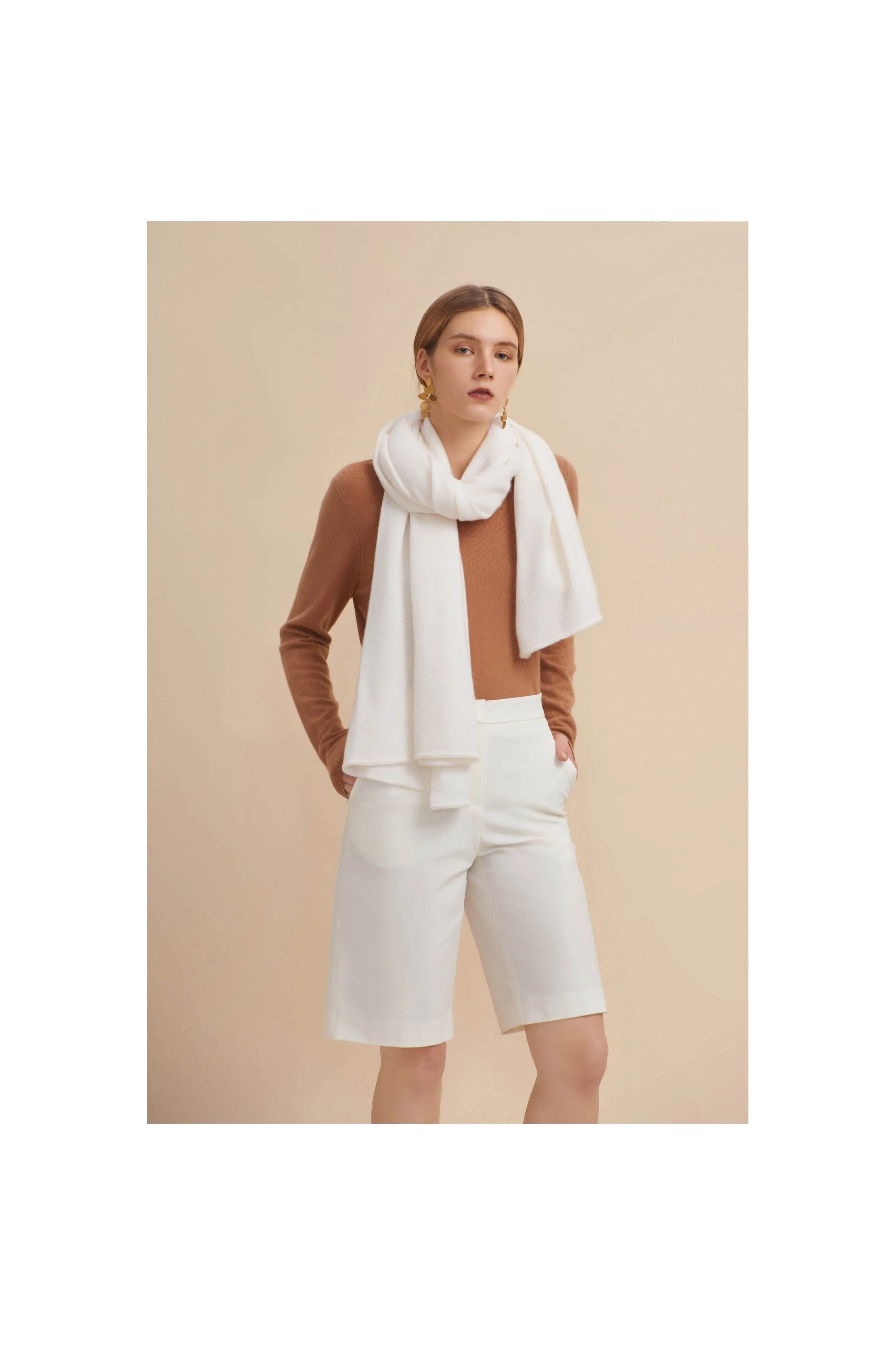 W. Cashmere Gala 100% Cashmere Travel Wrap | Ivory