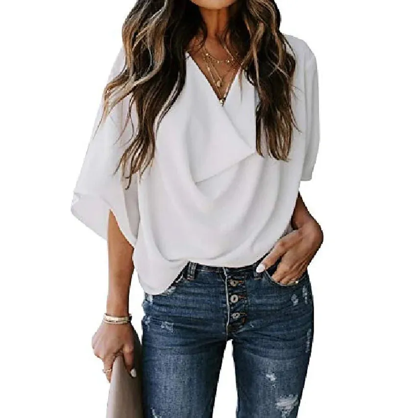 Women's Blouse Plain V Neck Basic Tops